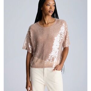 Kenneth Cole Shimmering Sequin Tan Top